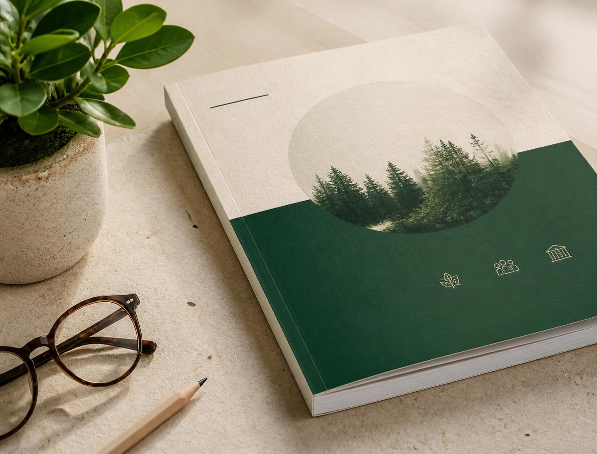 Gedruckter Nachhaltigkeitsbericht auf Recyclingpapier